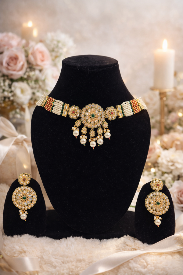 Royal Kundan Pearl Choker Set