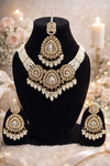 Traditional Kundan Pearl Necklace Set with Maang Tikka & Earrings