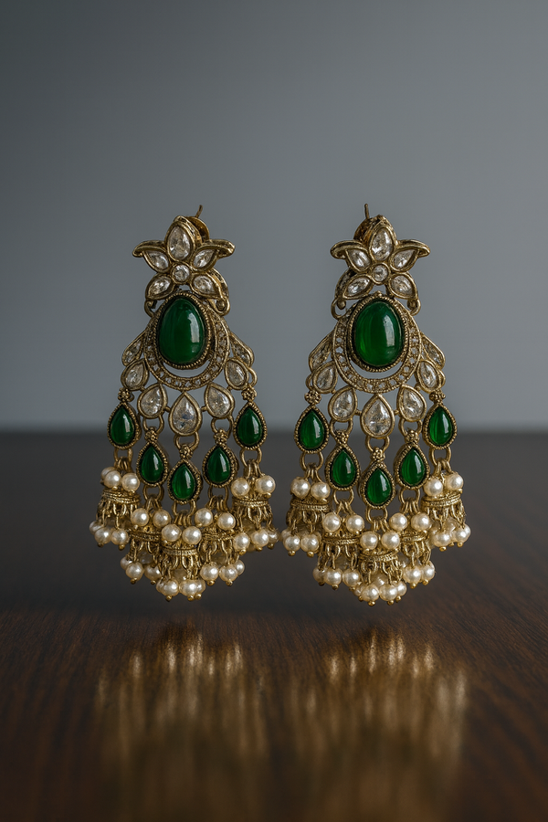 PRASSHA “Zoya Emerald” Chandelier Earrings