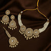 Traditional Kundan Pearl Necklace Set with Maang Tikka & Earrings