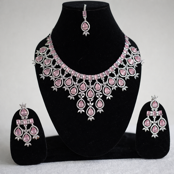 Blush Pink Teardrop Necklace & Earring Set