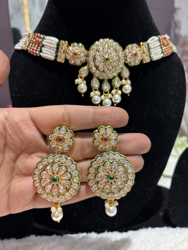 Royal Kundan Pearl Choker Set