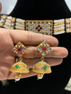 Kundan Pearl Choker Necklace Set with Matching Jhumkas