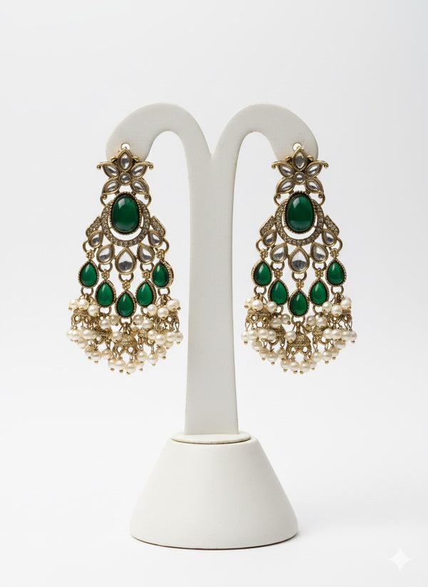 PRASSHA “Zoya Emerald” Chandelier Earrings